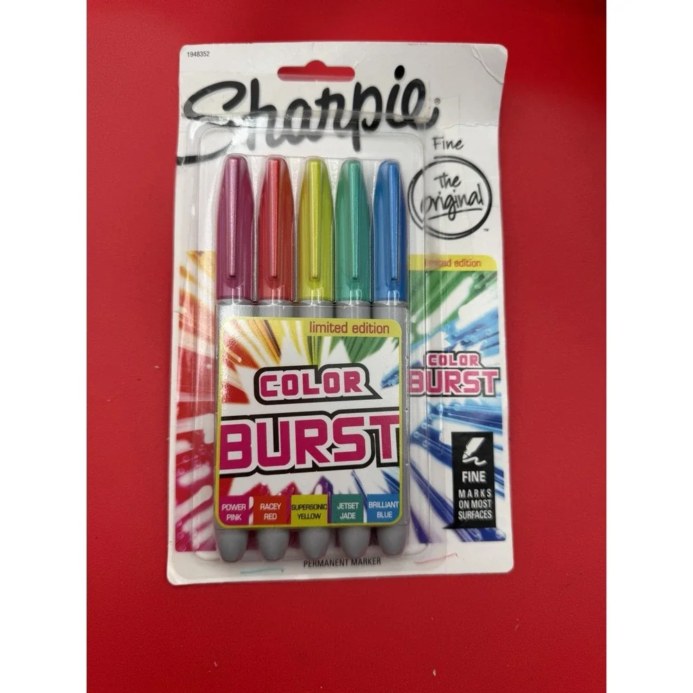 Sharpie® Color Burst Fine Permanent Markers 5 CT Set Limited Edition- New Open